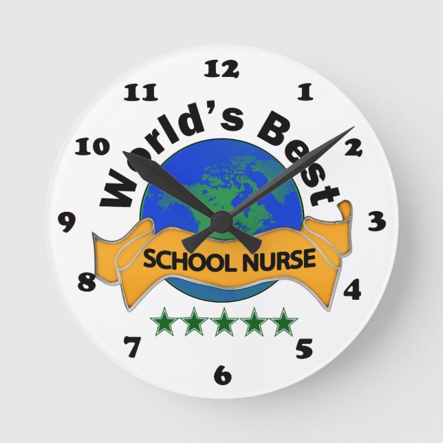 World's Best School Nurse Round Clock (Front)