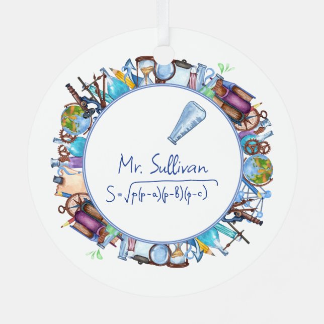 World's Best Science Teacher Custom Text  Metal Ornament (Back)