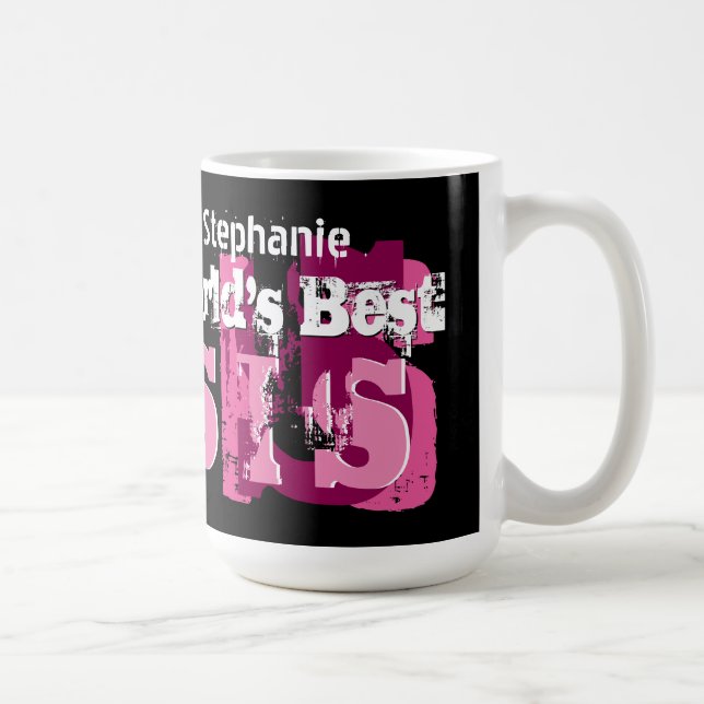 World's Best SIS Grunge Text Custom Name A04 Coffee Mug (Right)