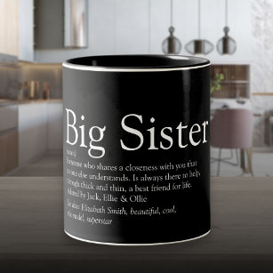 World's Best Sister Definition Black and White Fun Two-Tone Coffee Mug