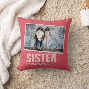 World's Best Sister   Modern Photo Collage Throw Pillow