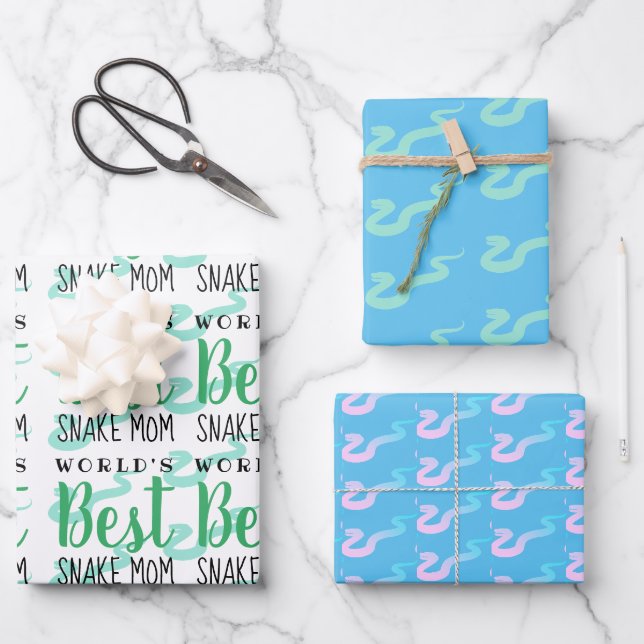 World's Best Snake Mom - Customizable Wrapping Paper Sheet (Front)