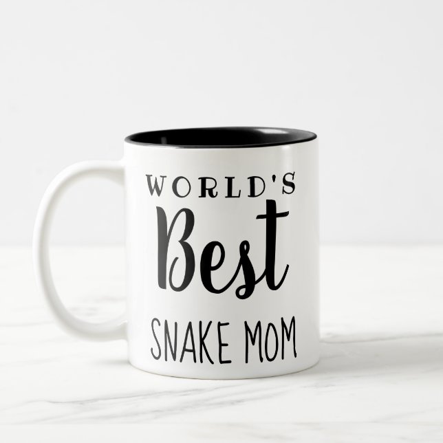World's Best Snake Mom (Plain) - Customizable Two-Tone Coffee Mug (Left)