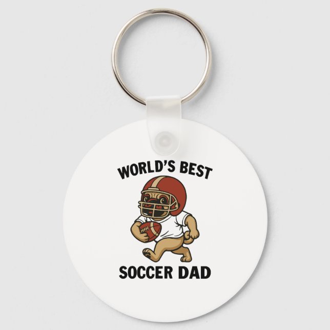 World's Best Soccer Dad - Pug player Keychain (Front)