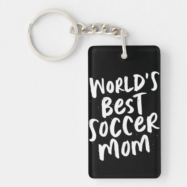 World's best soccer mom trendy photo keychain (Front)