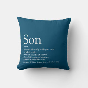 World's Best Son Definition Modern Blue Throw Pillow