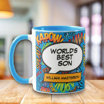 World's Best Son Fun Retro Comic Book Pop Art Mug<br><div class="desc">Personalise,  customise,  make it your own the Comic Book Pop Art way! Cool,  trendy and fun design that puts the wham zap pow into your day. A great gift for any superhero son. Designed by Thisisnotme©</div>