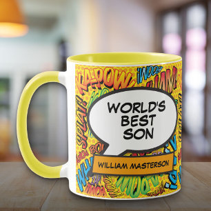 World's Best Son Modern Cool Fun Colourful Comic Mug