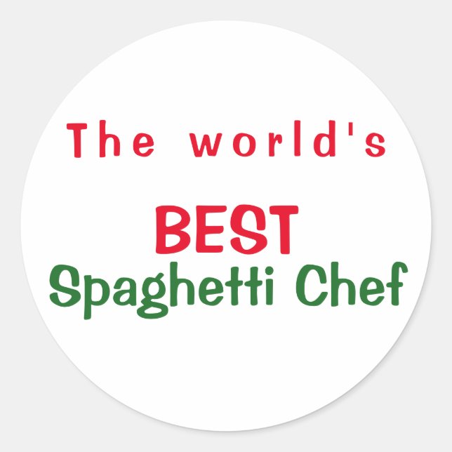 World's Best Spaghetti Chef   -  red white green Classic Round Sticker (Front)