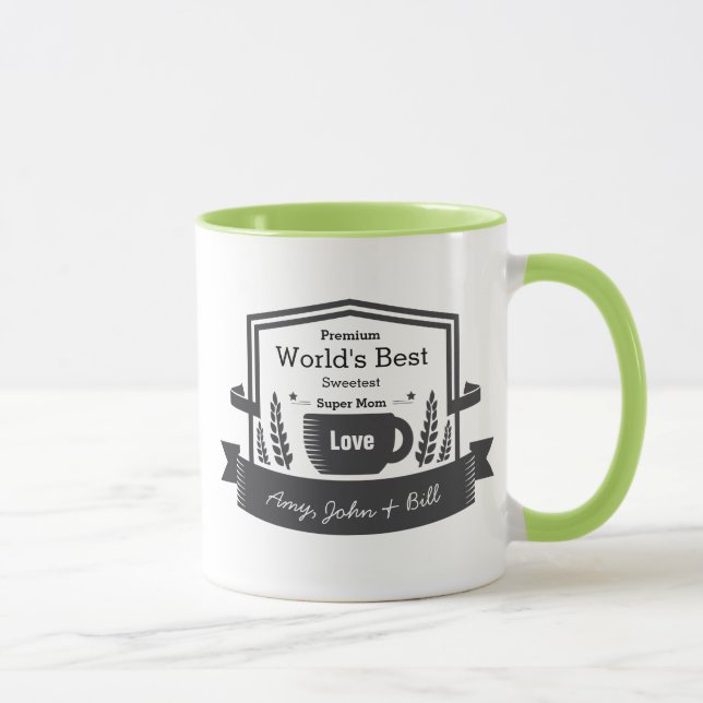 World's Best Super Mom Personalize Love Your Names Mug (Right)