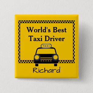 Worlds Best Taxi Driver Personalized 2 Inch Square Button