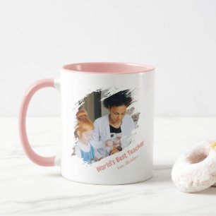 World's Best Teacher Brushed Stroke Frame 2 Photo Mug