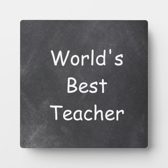 World's Best Teacher Chalkboard Design Gift Idea Plaque (Front)