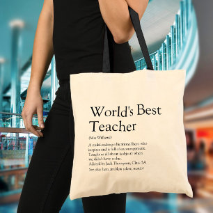 World's Best Teacher Definition Personalized Tote Bag