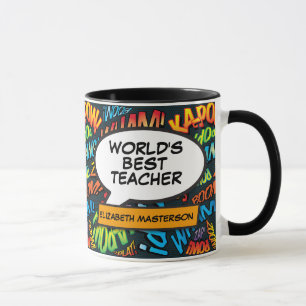 World's Best Teacher Fun Retro Comic Book Modern Mug