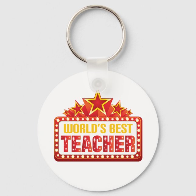 Worlds Best Teacher Gift Keychain (Front)