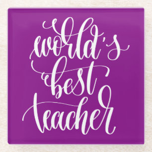 World's Best Teacher Glass Coaster