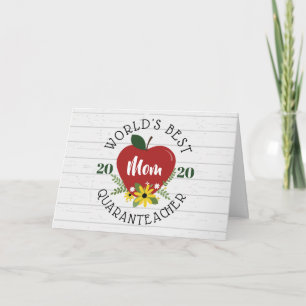 World's Best Teacher Mother's Day Red Apple Card