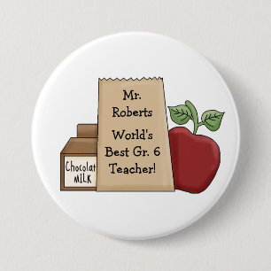 World's Best Teacher!-Personalize Name/Grade 3 Inch Round Button