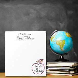 Worlds Best Teacher Red Apple,Teacher Appreciation Notepad