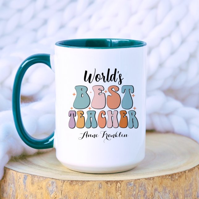 World's Best Teacher | Retro Best teacher Gift Mug (Front Side)