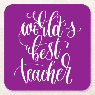 World's Best Teacher Square Paper Coaster