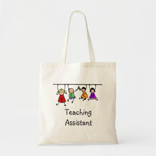 World's Best Teaching Assistant with Kids Cartoon Tote Bag