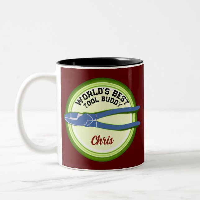 World's Best Tool Buddy Electrician Two-Tone Coffee Mug (Left)