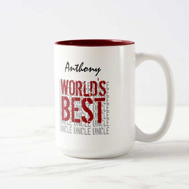 World's Best Uncle Custom Name V2 Two-Tone Coffee Mug (Right)
