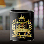 World's Best Uncle Fun Gold Black Two-Tone Coffee Mug<br><div class="desc">The perfect gift for the world's best uncle. Personalize the name to create a unique gift. A perfect way to show him how amazing he is every day. Designed by Thisisnotme©</div>