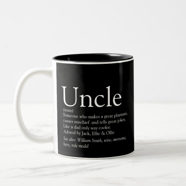World's Best Uncle Funcle Modern Definition Black Two-Tone Coffee Mug (Left)