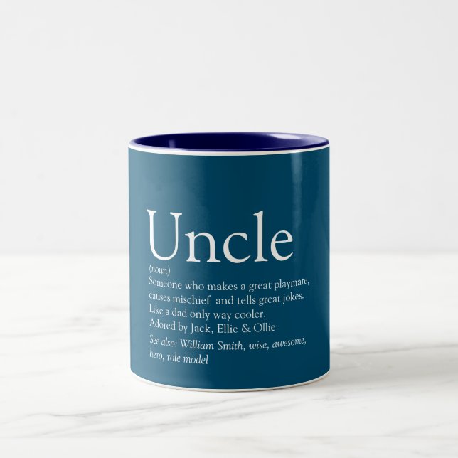 World's Best Uncle Funcle Modern Definition Blue Two-Tone Coffee Mug (Center)