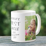 World's Best Uncle Personalized Photos Coffee Mug<br><div class="desc">Celebrate a beloved uncle with this custom photo and signature names design. "World's Best Uncle" is in the middle of the mug. You can personalize with two photos of nieces and nephews and add his nieces' and nephews' names and year (if you need more room for names, eliminate the year...</div>