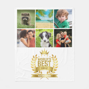 World's Best Uncle Photo Collage Fleece Blanket
