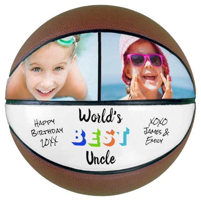 World's Best Uncle Photo Personalized Colours Basketball (Front)
