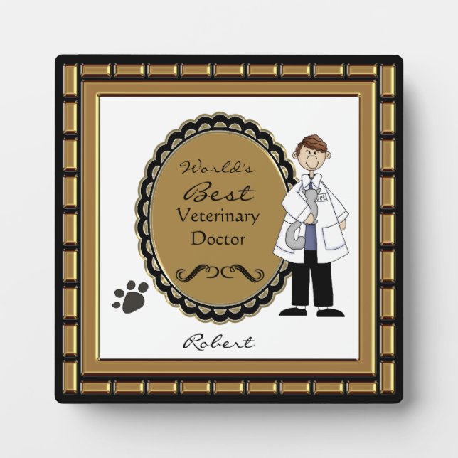 World's Best Veterinarian Male Plaque (Front)