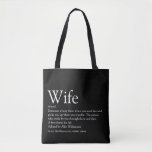 World's Best Wife Definition Black and White Tote Bag<br><div class="desc">Personalise for your special wife to create a unique gift for birthdays,  anniversaries,  weddings,  Christmas or any day you want to show how much she means to you. A perfect way to show her how amazing she is every day. Designed by Thisisnotme©</div>
