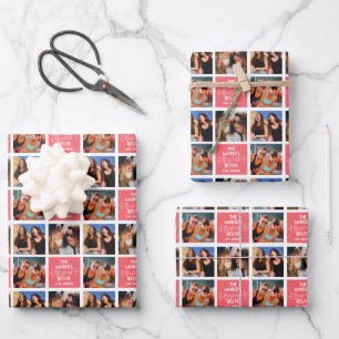 World's Bestest Bestie Photo Collage Wrapping Paper Sheet