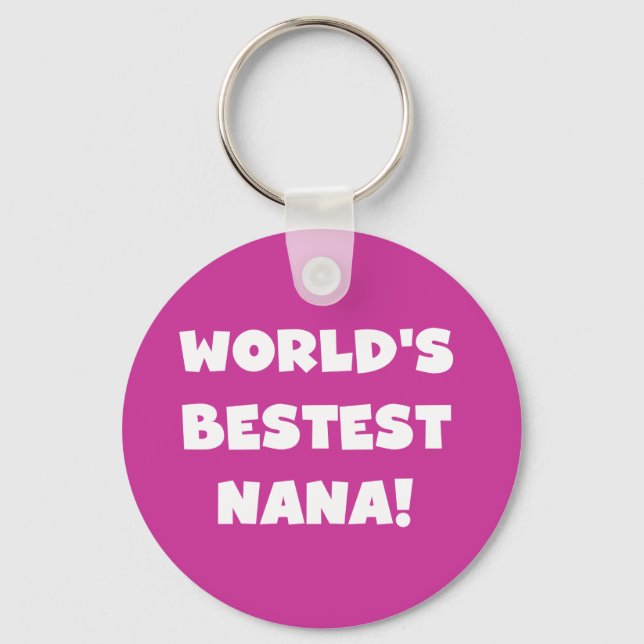 World's Bestest Nana Black and White Tshirts Keychain (Front)