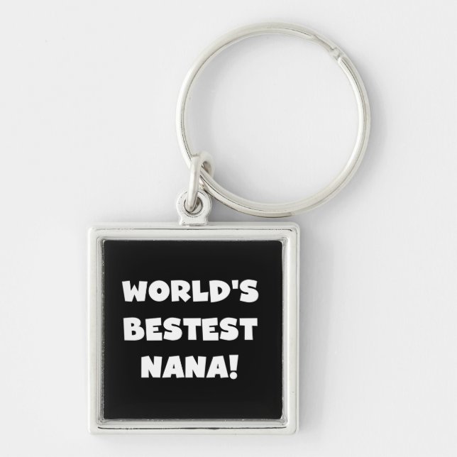 World's Bestest Nana Black and White Tshirts Keychain (Front)