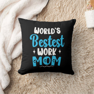 Worlds Bestest Work Mom Gifts For Best Mother Throw Pillow