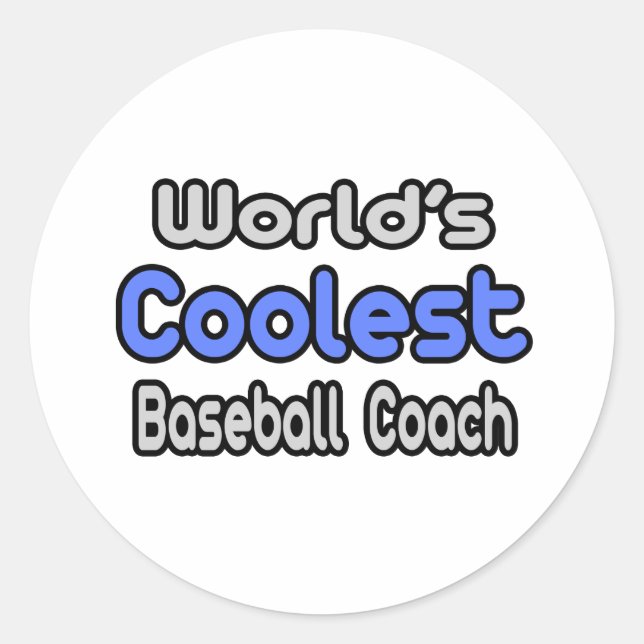 World's Coolest Baseball Coach Classic Round Sticker (Front)