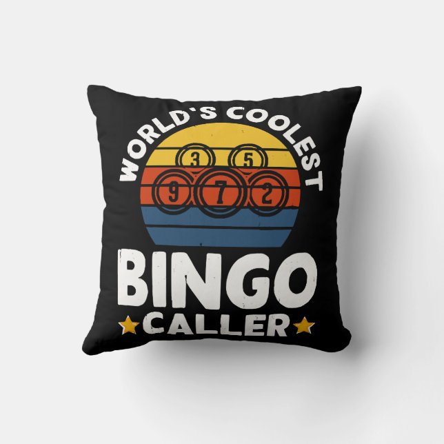 World's Coolest Bingo Caller Throw Pillow (Back)