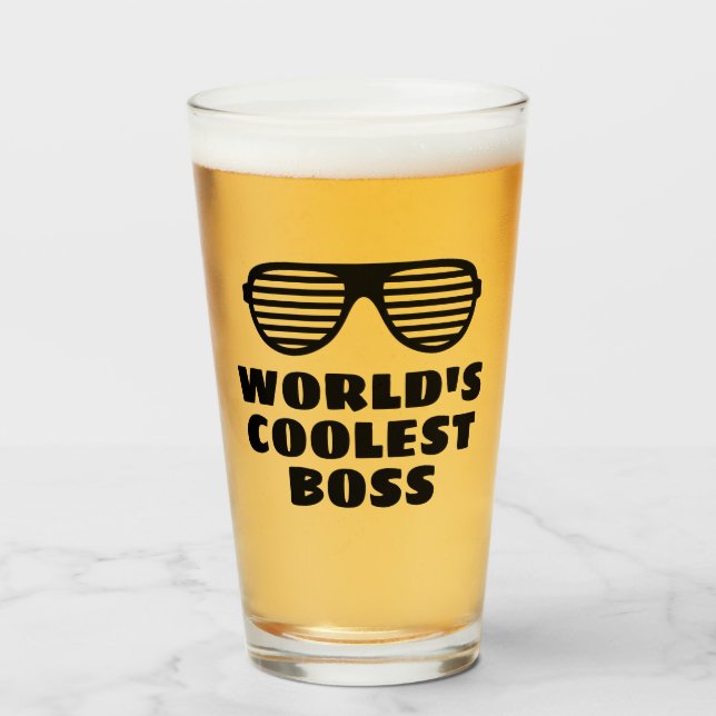 World's Coolest Boss amusant verre de bière cadeau (Devant (rempli))