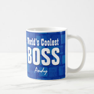 World's Coolest BOSS Blue Bricks Custom Name V21D Coffee Mug