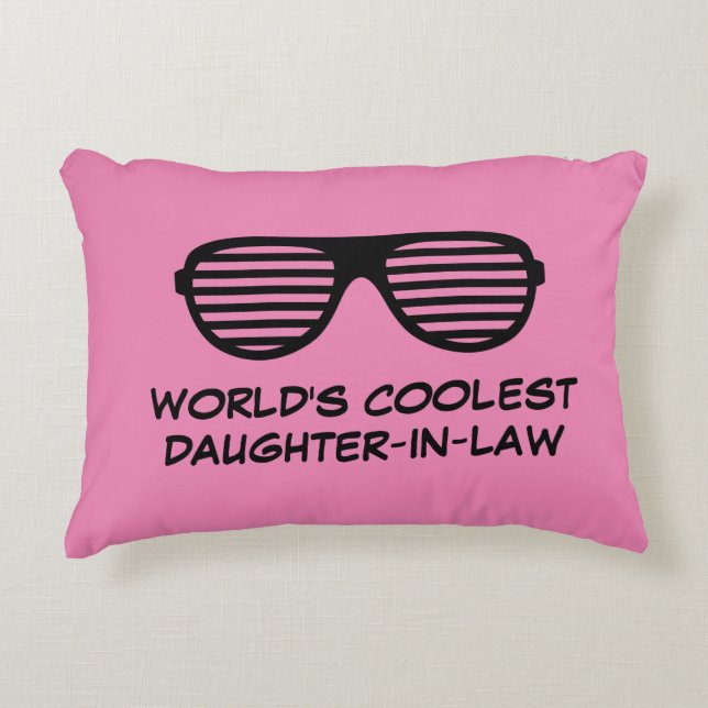 World's Coolest Daughter in law funny pink Accent Pillow (Front)