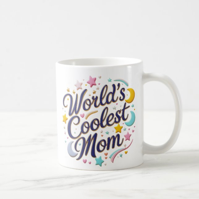 World's Coolest Mom – Cute & Colourful 15oz Mug  (Right)