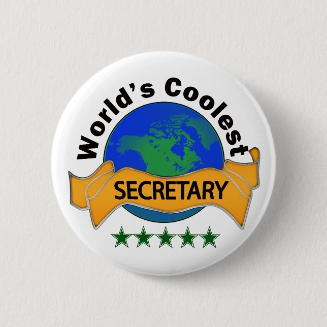 World's Coolest Secretary 2 Inch Round Button (Front)