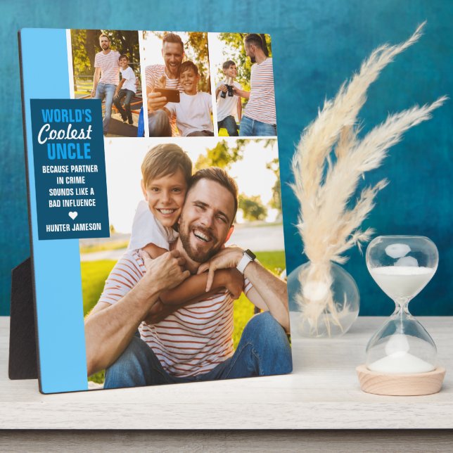World's Coolest Uncle | Modern Photo Collage Plaque (Side)