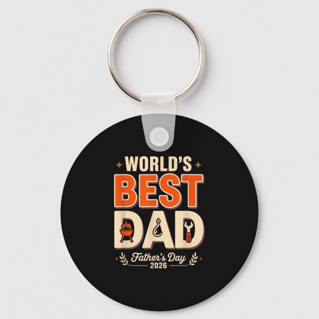 Worlds dad grill master funny bbq humour fathers keychain (Front)